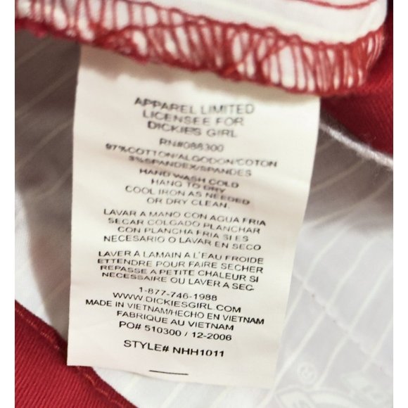 Rare NWT Y2K Dickies Girl Cherry Red Bootcut Canvas Pants Size 3 STYLE# NHH1011 - Picture 15 of 16